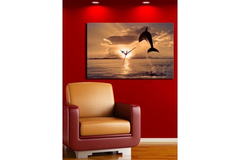 Dekorativt Canvas Maleri med Ur - Flerfarvet - Boligtilbehør - Vægdekoration - Vægure & Ure