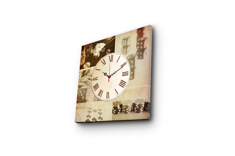 Dekorativt Canvas Maleri med Ur - Flerfarvet - Boligtilbehør - Vægdekoration - Vægure & Ure