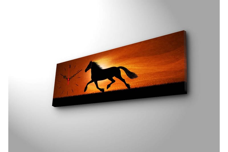 Dekorativt Canvas Maleri med Ur - Flerfarvet - Boligtilbehør - Vægdekoration - Vægure & Ure