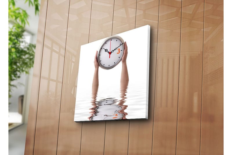 Dekorativt Canvas Maleri med Ur, Flerfarvet