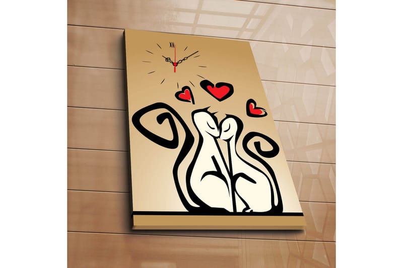 Dekorativt Canvas Maleri med Ur, Flerfarvet