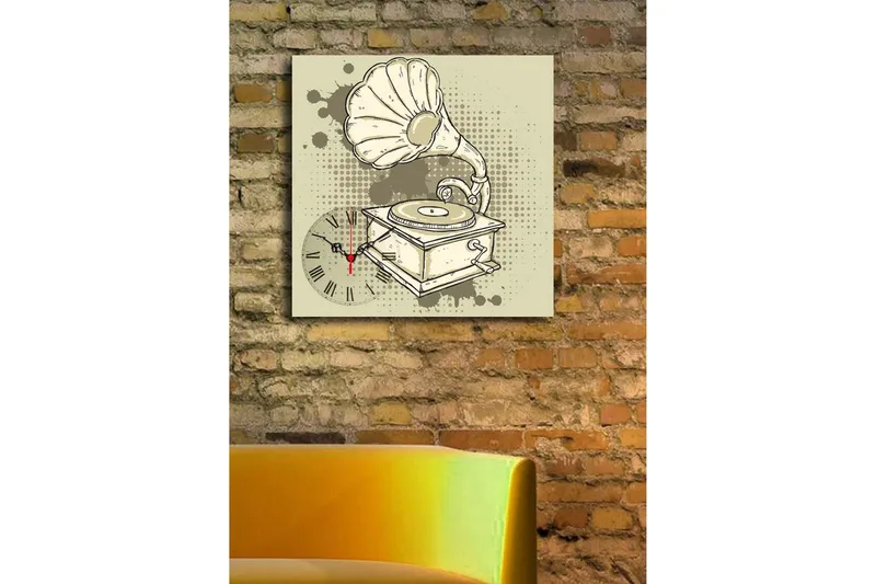 Dekorativt Canvas Maleri med Ur - Flerfarvet - Boligtilbehør - Vægdekoration - Vægure & Ure