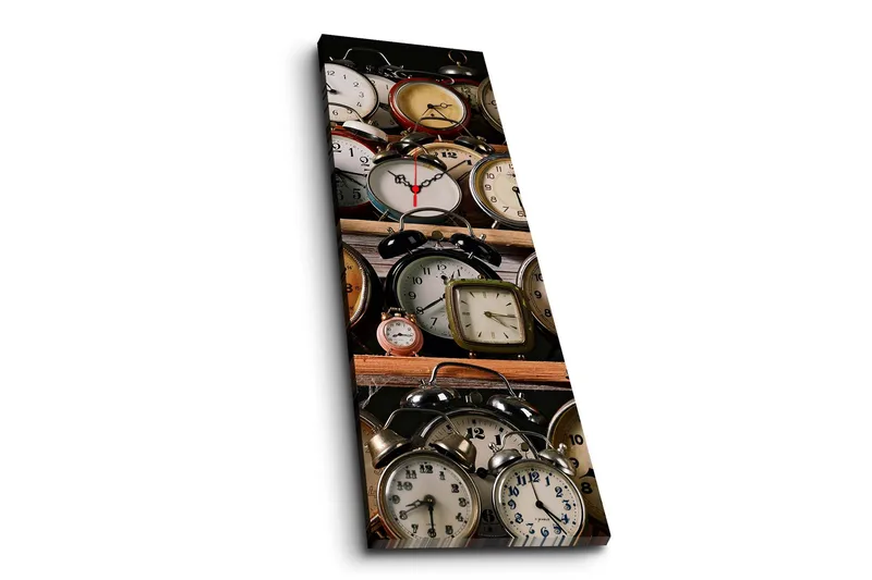 Dekorativt Canvas Maleri med Ur - Flerfarvet - Boligtilbehør - Vægdekoration - Vægure & Ure