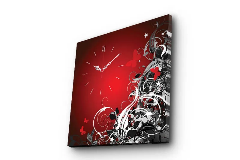 Dekorativt Canvas Maleri med Ur, Flerfarvet