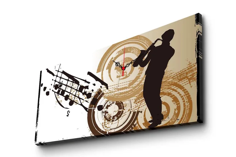 Dekorativt Canvas Maleri med Ur - Flerfarvet - Boligtilbehør - Vægdekoration - Vægure & Ure