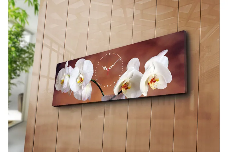 Dekorativt Canvas Maleri med Ur, Flerfarvet