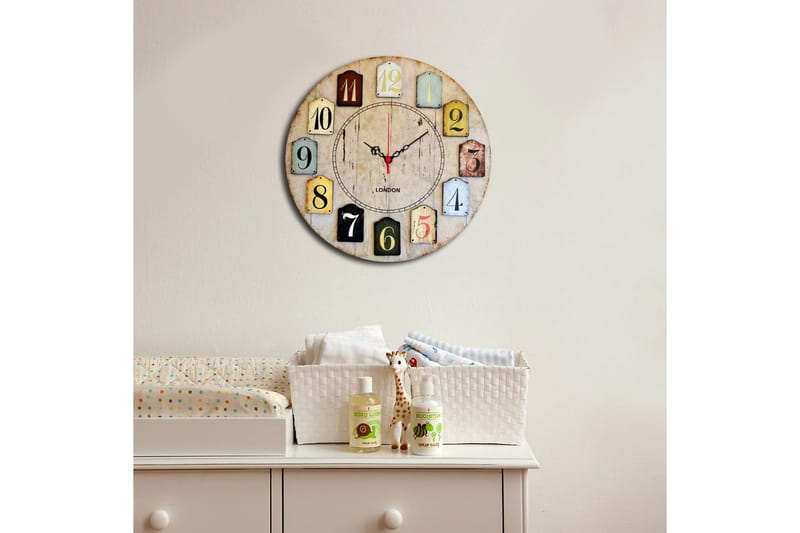 Dekorativt MDF-Ur - Flerfarvet - Boligtilbehør - Vægdekoration - Vægure & Ure