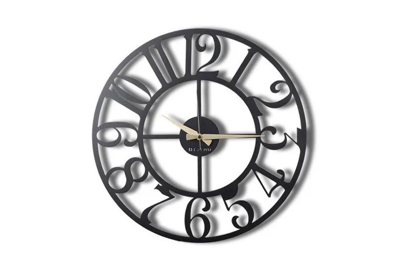 Dekorativt Metal Vægur, Sort