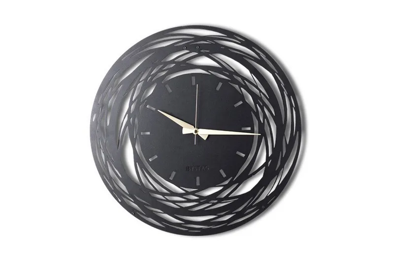 Dekorativt Metal Vægur, Sort