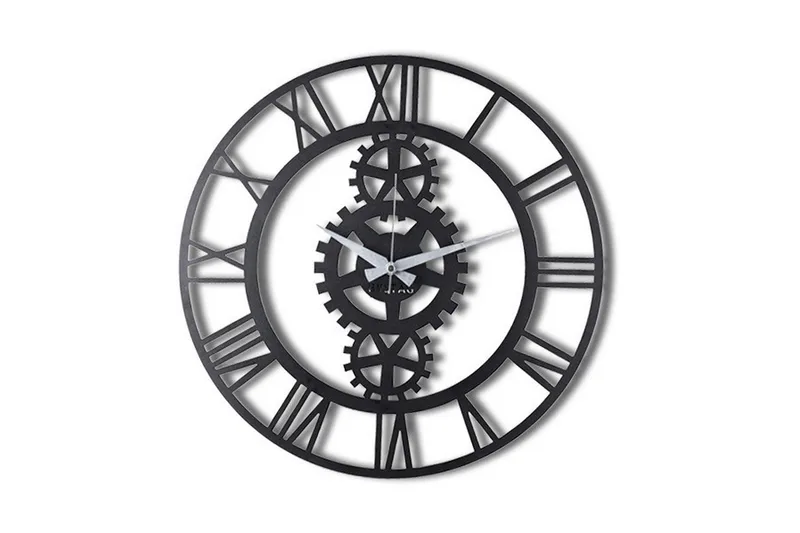 Dekorativt Metal Vægur, Sort