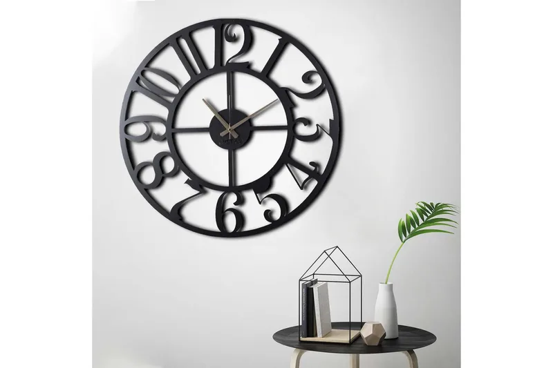 Dekorativt Metal Vægur - Sort - Boligtilbehør - Vægdekoration - Vægure & Ure