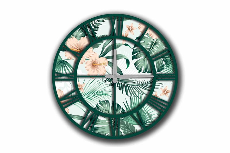 Diyadin Dekorativ ur 50 cm Rund blomst, Flerfarvet