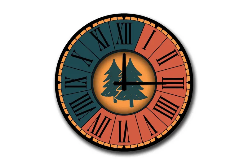 Diyadin Dekorativ ur 50 cm Rund blomst, Flerfarvet