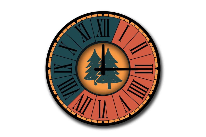 Diyadin Dekorativ ur 50 cm Rund blomst, Flerfarvet