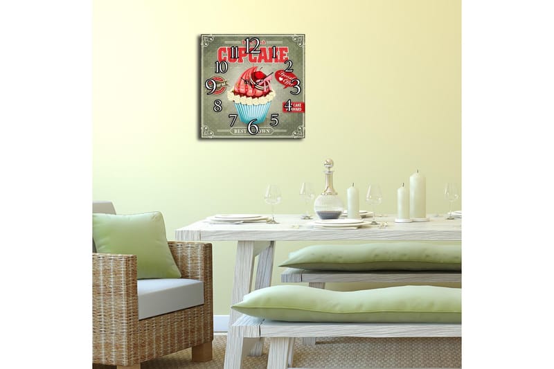 Diyadin Dekorativt ur 40x40 cm Køkken - Flerfarvet - Boligtilbehør - Vægdekoration - Vægure & Ure