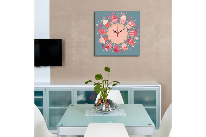 Diyadin Dekorativt ur 40x40 cm Køkken - Flerfarvet - Boligtilbehør - Vægdekoration - Vægure & Ure