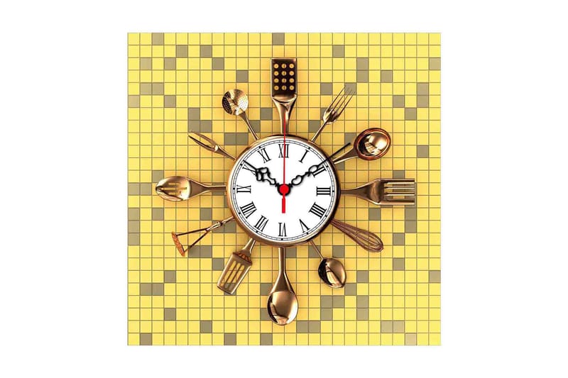 Diyadin Dekorativt ur 40x40 cm Køkken, Flerfarvet