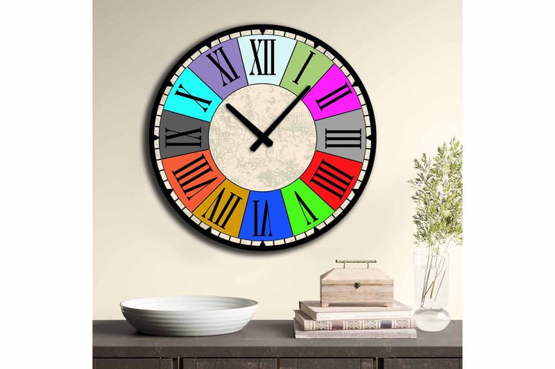 Diyadin Dekorativt ur 50 cm Rund - Flerfarvet - Boligtilbehør - Vægdekoration - Vægure & Ure