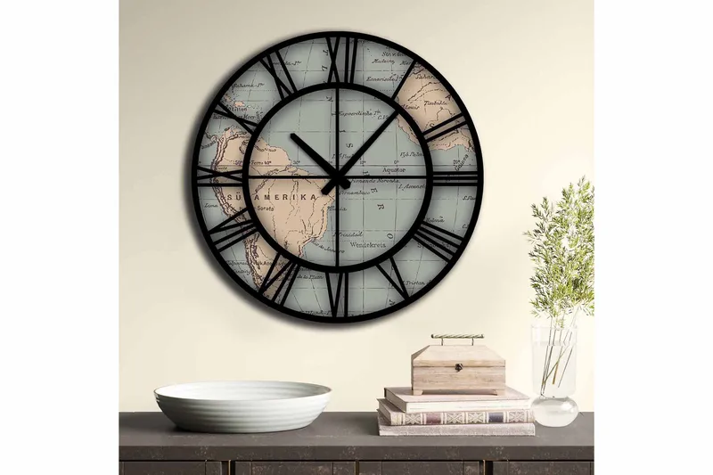 Diyadin Dekorativt ur 50 cm Rund - Flerfarvet - Boligtilbehør - Vægdekoration - Vægure & Ure