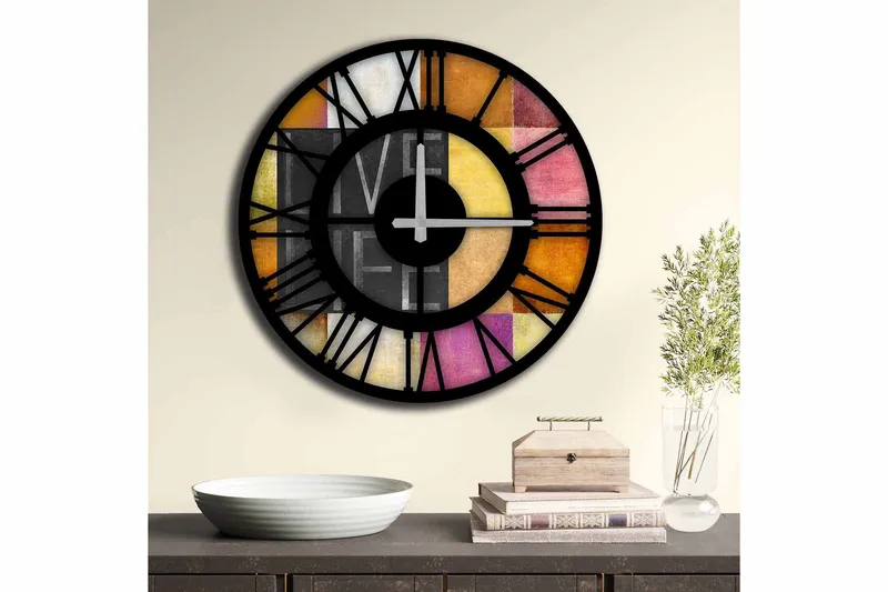Diyadin Dekorativt ur 50 cm Rund - Flerfarvet - Boligtilbehør - Vægdekoration - Vægure & Ure