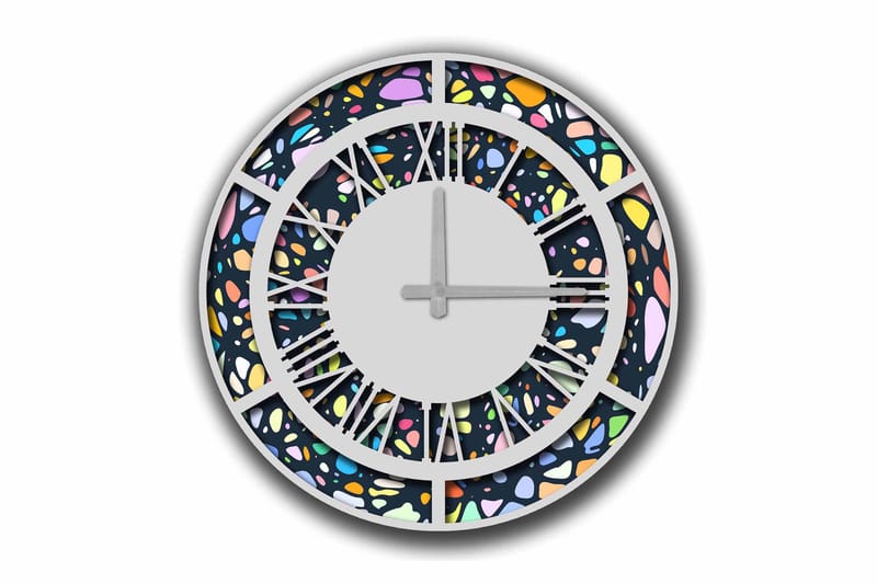 Diyadin Dekorativt ur 50 cm Rund, Flerfarvet