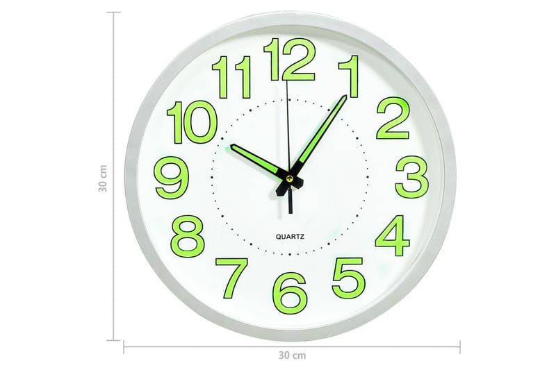 Lysende Vægur 30 cm Hvid - Hvid - Boligtilbehør - Vægdekoration - Vægure & Ure
