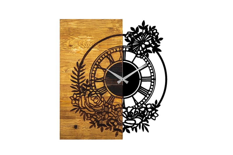 Musemolen Vægur Blommor, Sort|Valnød