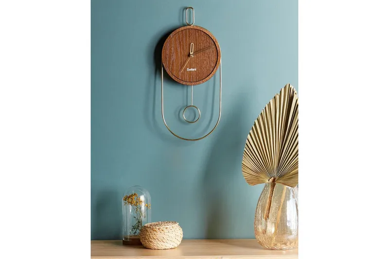 Pendelur Beliani Sierre Ljus trä/svart Dark colored wood||GOLD - Boligtilbehør - Vægdekoration - Vægure & Ure - Urværk til vægur