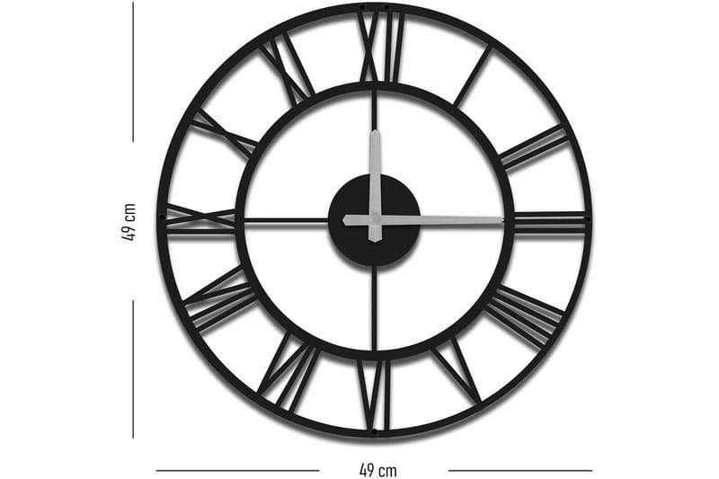 Shentala Vægur 49x49 cm - Metal / sort - Boligtilbehør - Vægdekoration - Vægure & Ure
