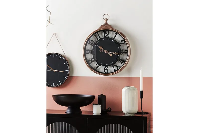 Väggklocka Beliani Alloza Black||Copper - Boligtilbehør - Vægdekoration - Vægure & Ure - Urværk til vægur