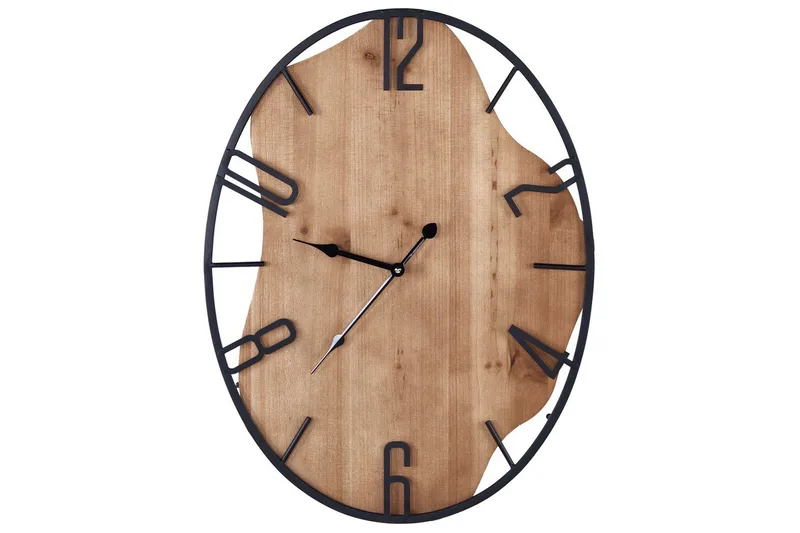 Väggklocka Beliani Meynes Black||Light colored wood, undefined