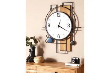 Väggklocka Beliani Tavel Multicolored||Black||White||Light colored wood - Boligtilbehør - Vægdekoration - Vægure & Ure - Urværk til vægur