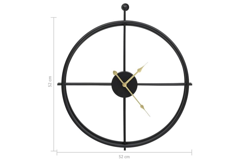Vægur 52 cm Jern Sort - Sort - Boligtilbehør - Vægdekoration - Vægure & Ure