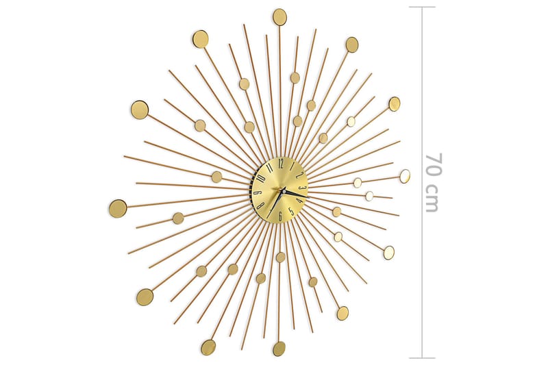 Vægur 70 Cm Metal Guldfarvet - Guld - Boligtilbehør - Vægdekoration - Vægure & Ure