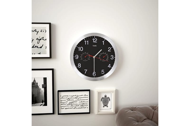 Vægur Med Kvarts-Urværk Hygrometer Og Termometer 30 Cm Sort - Sort - Boligtilbehør - Vægdekoration - Vægure & Ure