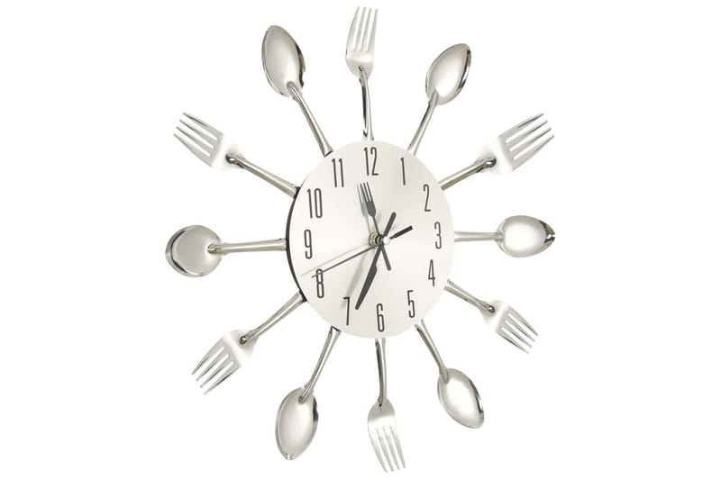 Vægur Med Ske- og Gaffeldesign 31 cm Aluminium Sølvfarvet - Sølv - Boligtilbehør - Vægdekoration - Vægure & Ure
