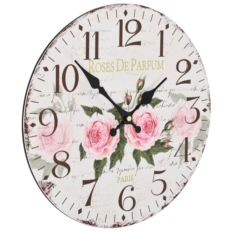 Vægur Til Køkkenet Vintagestil Blomst 30 Cm - Flerfarvet - Boligtilbehør - Vægdekoration - Vægure & Ure