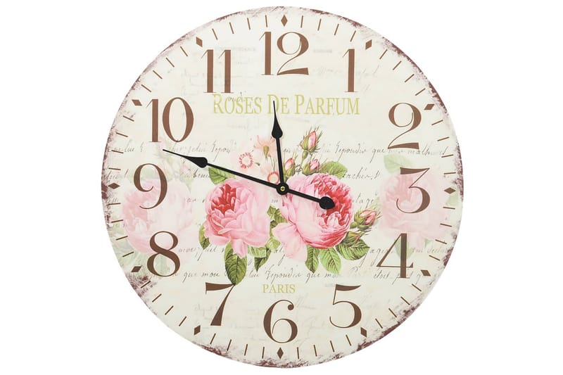 Vægur Vintagestil Blomst 60 cm - Flerfarvet - Boligtilbehør - Vægdekoration - Vægure & Ure