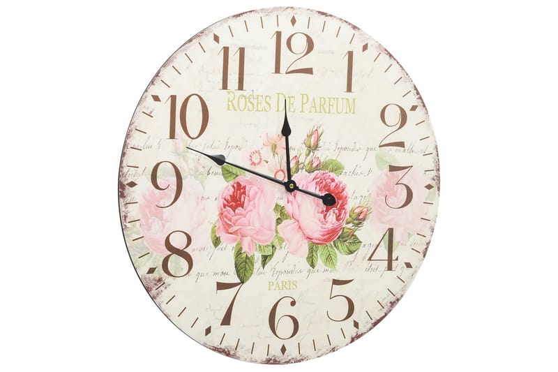 Vægur Vintagestil Blomst 60 cm - Flerfarvet - Boligtilbehør - Vægdekoration - Vægure & Ure