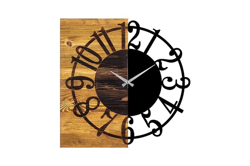 Wooden Clock 1 - Sort/Valnød - Boligtilbehør - Vægdekoration - Vægure & Ure