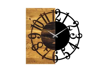Wooden Clock 1 - Sort/Valnød - Boligtilbehør - Vægdekoration - Vægure & Ure