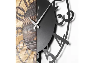Wooden Clock 1 - Sort/Valnød - Boligtilbehør - Vægdekoration - Vægure & Ure