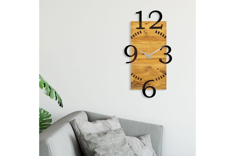 Wooden Clock 2 - Sort/Valnød - Boligtilbehør - Vægdekoration - Vægure & Ure