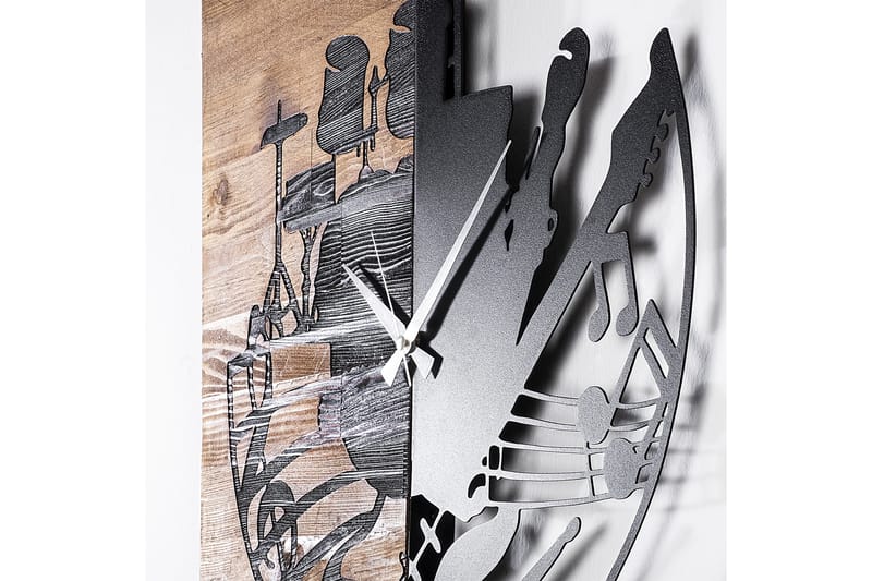 Wooden Clock 33 - Sort/Valnød - Boligtilbehør - Vægdekoration - Vægure & Ure
