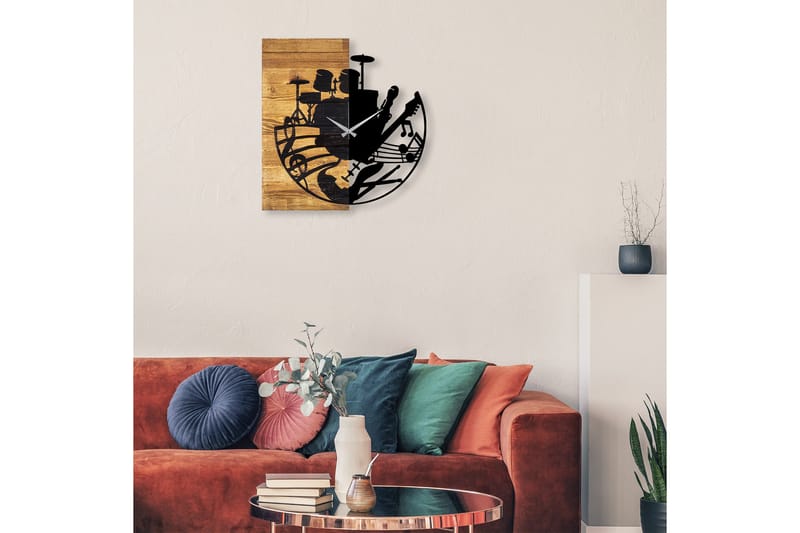 Wooden Clock 33 - Sort/Valnød - Boligtilbehør - Vægdekoration - Vægure & Ure