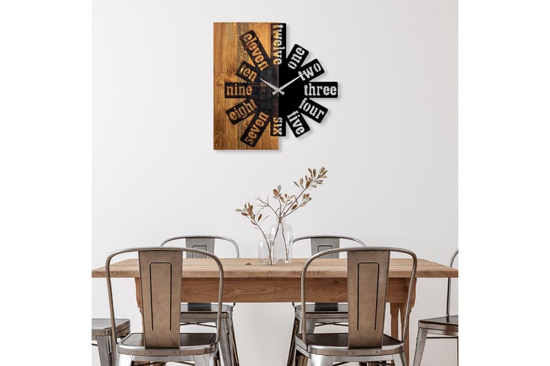 Wooden Clock 40 - Sort/Lys Valnød - Boligtilbehør - Vægdekoration - Vægure & Ure