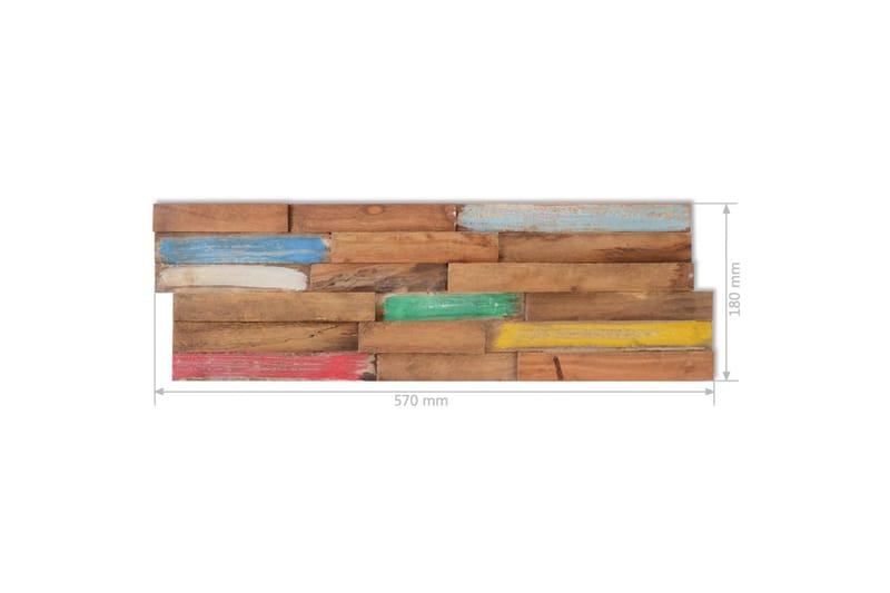vægbeklædningspaneler 10 stk. 1,03 m² massivt teaktræ - Flerfarvet - Vægplader - Vægdekoration