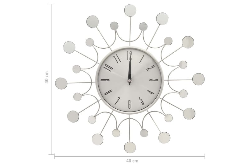 Vægur 40 cm Metal Sølvfarvet - Sølv - Vægure & Ure