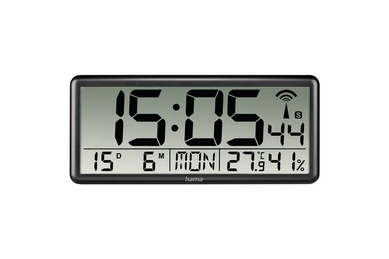 Vægur Hama Digital Jumbo med radio Sort, Sort