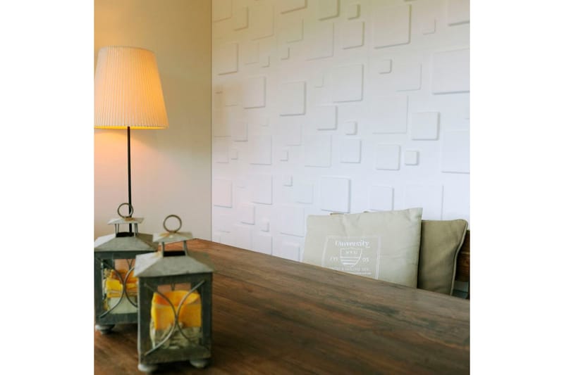 WallArt 3D vægpaneler, firkantet 12 stk. GA-WA09 - Hvid - Boligtilbehør - Vægdekoration